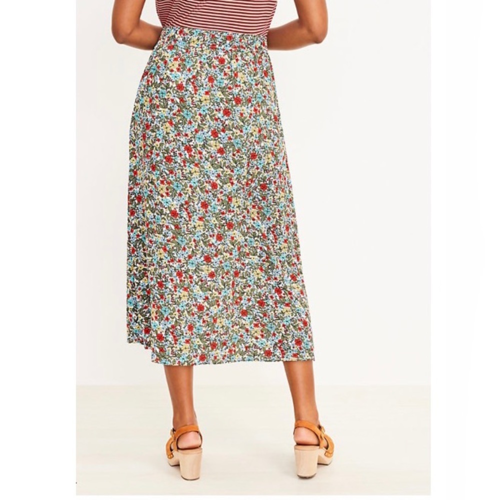 LOFT Floral Midi Skirt in Multi-Colored Print - Picture 2 of 8